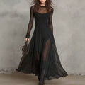 Elegant Mesh-spliced Two-piece Dress Set