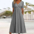 Summer New Short Sleeve Dress, V-Neck Women's Fashion Dress