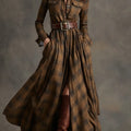 French Vintage Plaid Women Dress