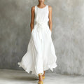 Womens Waist-Cinching Lace-Up Sleeveless Dress