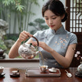 Pure 999 Fine Silver Handcrafted Silver Teapot Featuring Intricate Snake Engraving and Jade Finial - Handicraft