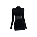 French-style Black Slip Dress For Women
