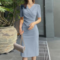 Solid-color Minimalist Mid-length Sheath Skirt For Women