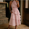 Women's Casual Loose Solid-Colored Cotton Tank Dress