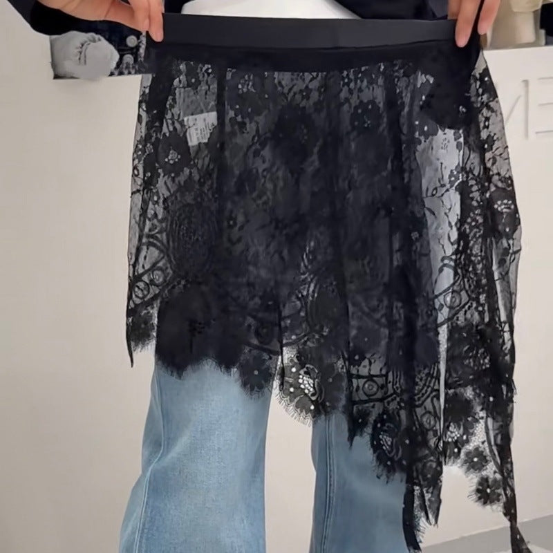Fashionable All-Match Irregular Lace Skirt With Fly-front For Women