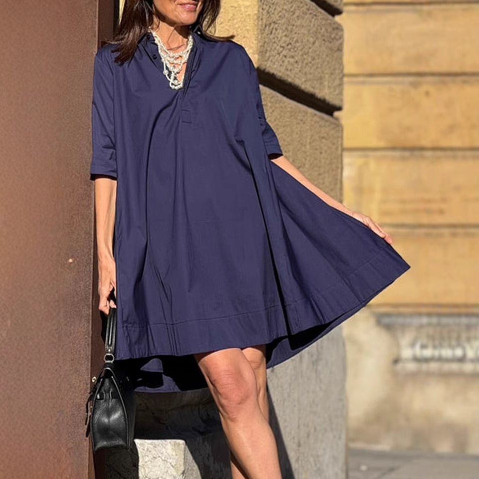 Women's Casual Elegant Cotton-Linen Dress
