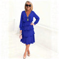 Women's Long-sleeve V-neck Tiered Dress