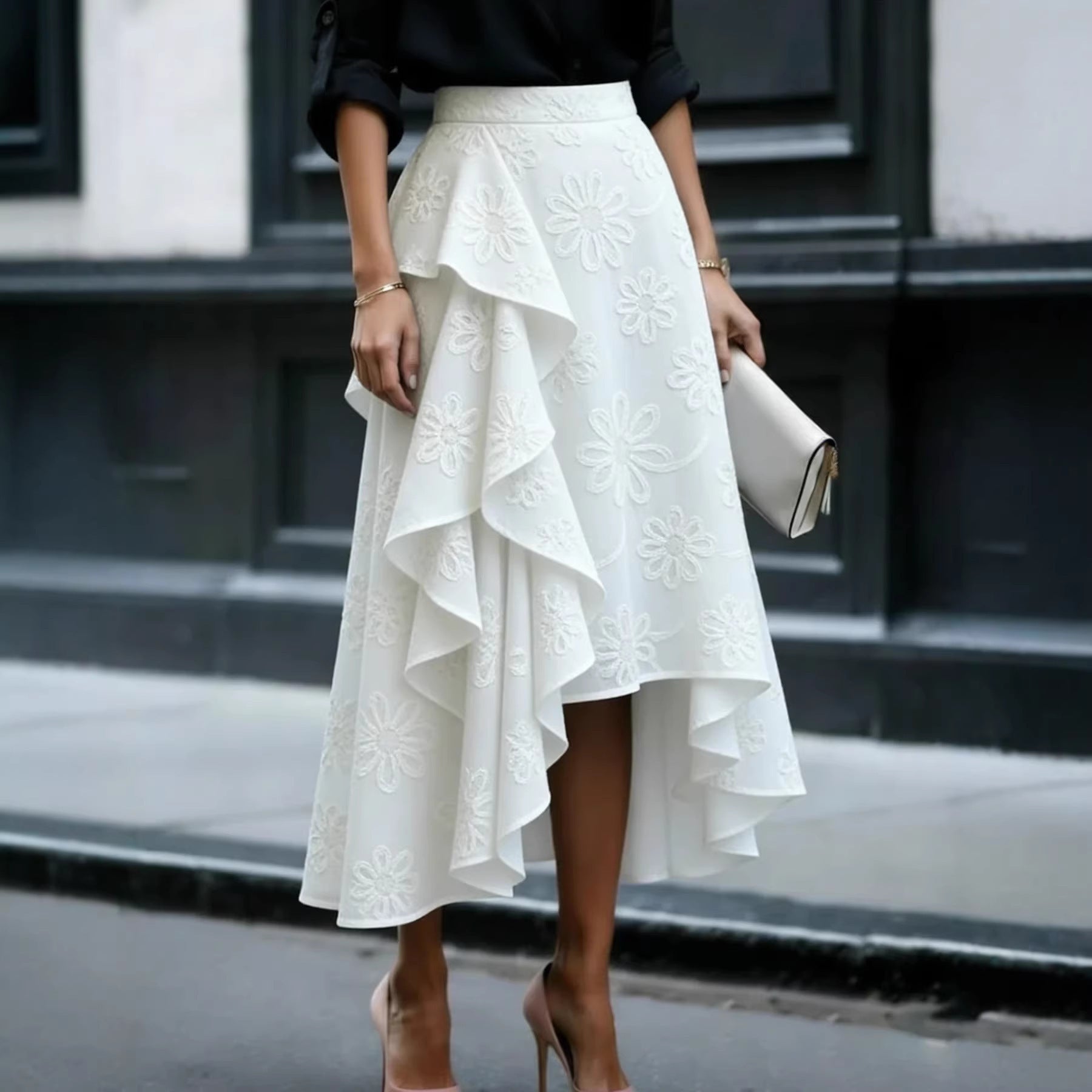 New Irregular Wave-Hem Elegant Skirt