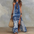 Loose-fit Printed Halterneck Split Dress