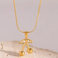 Stainless Steel Cherry Necklace Cute Earrings Ornament Women