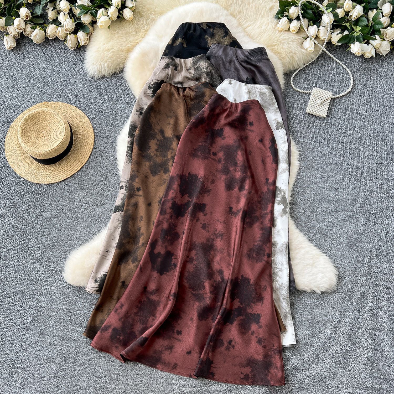 French-style Sophisticated Satin Skirt For Women
