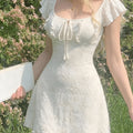 Women's New Summer French Style Romantic Elegant Ruffled Tie Waist Mini Dress Suitable For Going Out And Dating