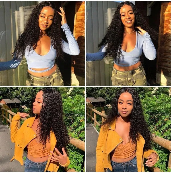 AA Hair Front Wig Womens Brazilian Human Long Curly Lace Wavy Hair Wigs US