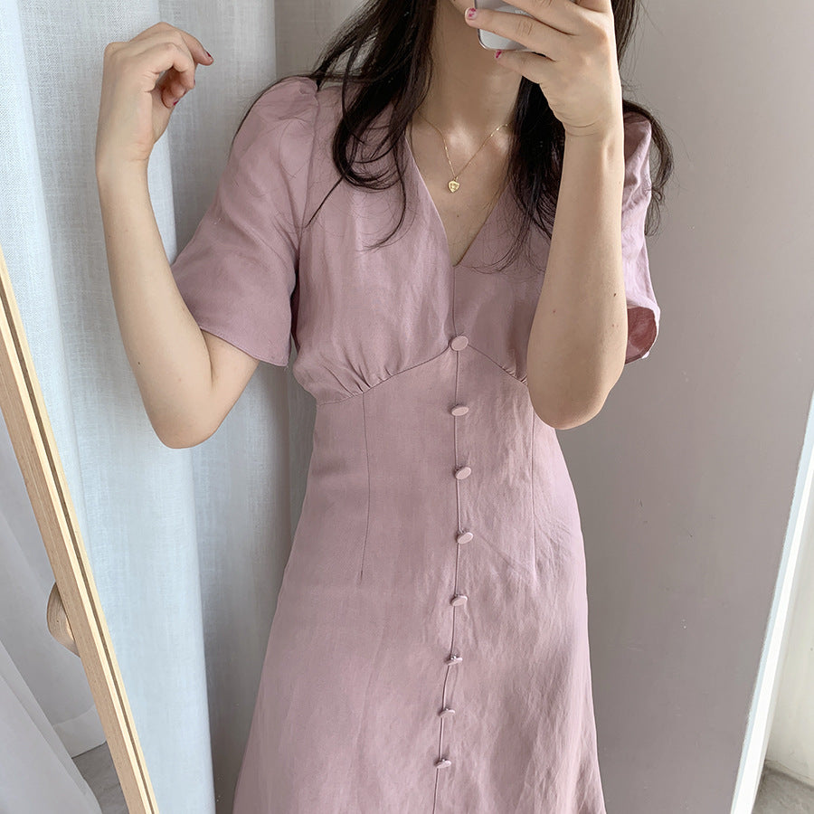Lantern-sleeve Elegant Casual Dress For Women