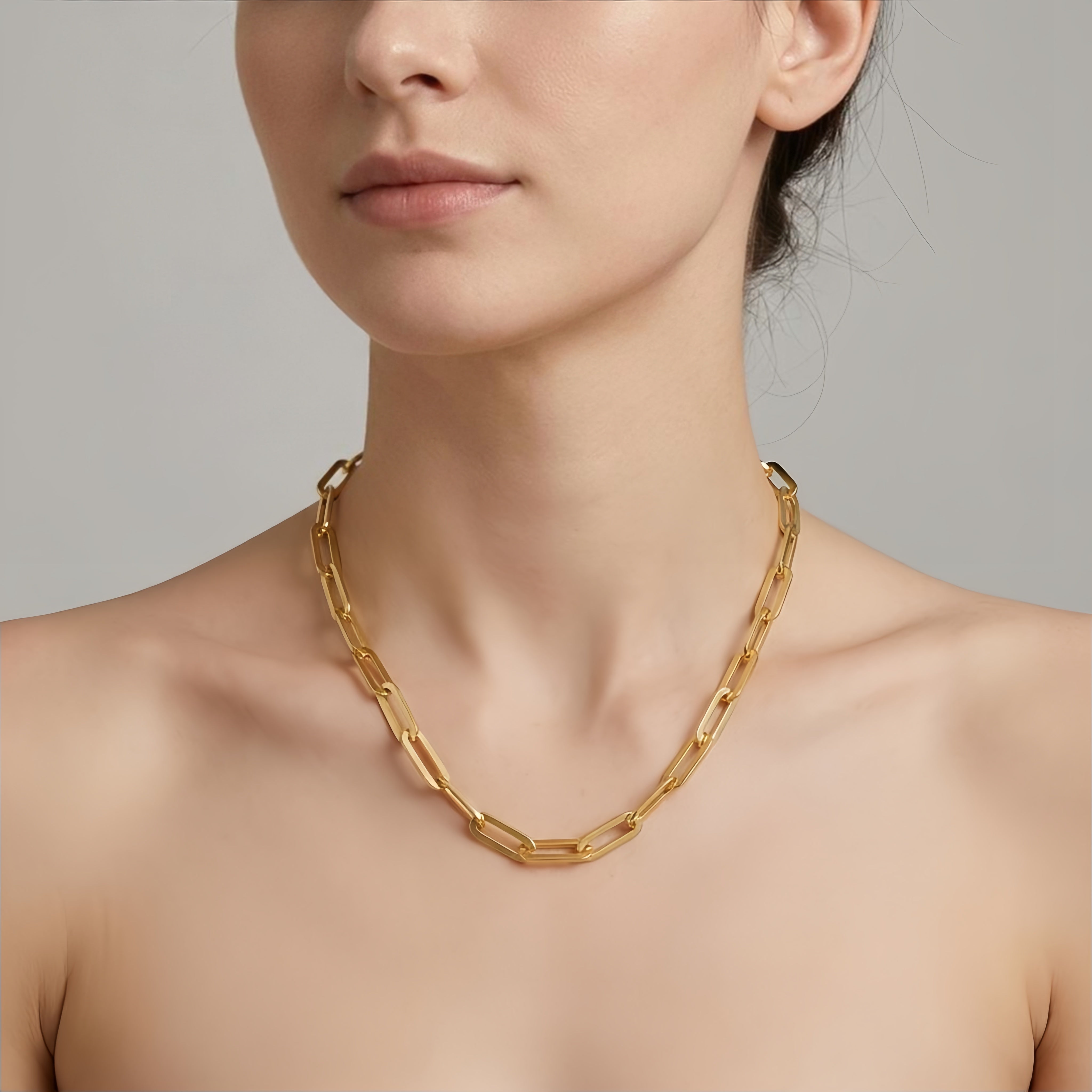 925 Sterling Silver Italian Sterling  Gold-Plated Paperclip Chain Necklace