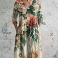Loose-fitting Fashionable And High-end V-neck Printed Dress