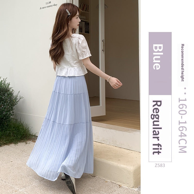 Womens Purple High-Waisted Flowy Fluffy Knit Skirt