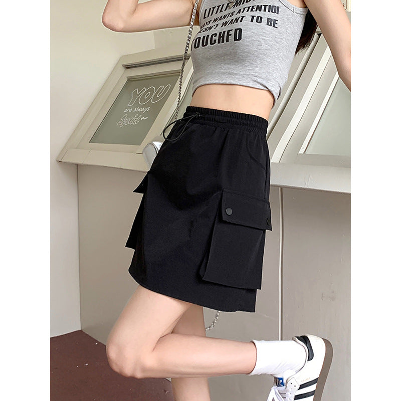 Women's Adjustable-Waist Drawstring Cargo Skirt