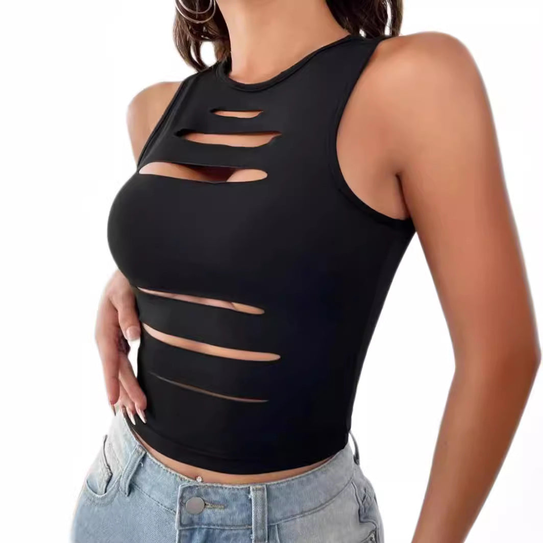Tight-fitting Midriff-baring Top For Summer