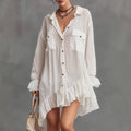 Retro Oversized Ruffled Hem Mini Skirt