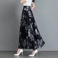 Retro Ink-Print Plus-Size Skirt For Women