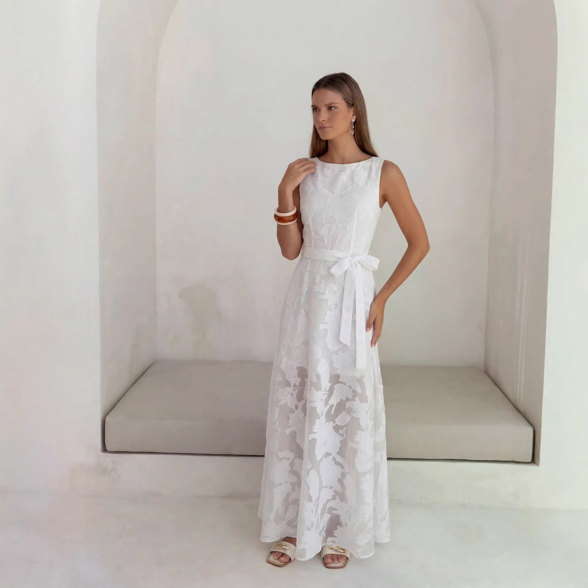 New Womens Chiffon Burnout Dress