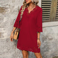 Women's Solid-color Burnout Dress Spring Summer