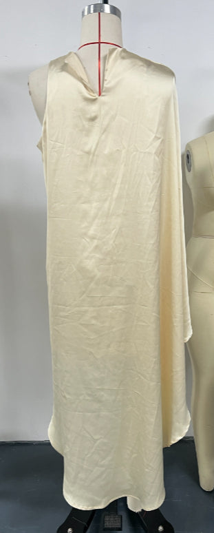 Satin Asymmetrical Cape Dress