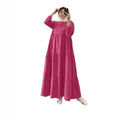Solid-color Loose-fit Casual Button-neck Long-sleeve Milk Silk Dress