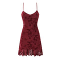 Retro Floral Mesh Slip Dress Women