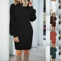 New Womens Patchwork Lace Long-Sleeve Knitted Dress