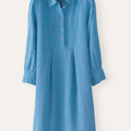 Solid Color Loose Casual Linen Dress, Button Front Pleated Split Mini Dress