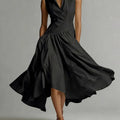 Elegant Goddess Style Slim-Fit Collared Sleeveless Long Dress For Women