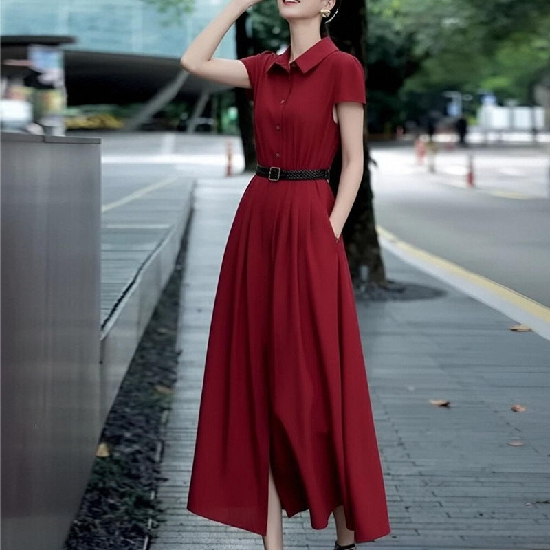 Elegant Solid Color Form-Fitting French Style Maxi Dress