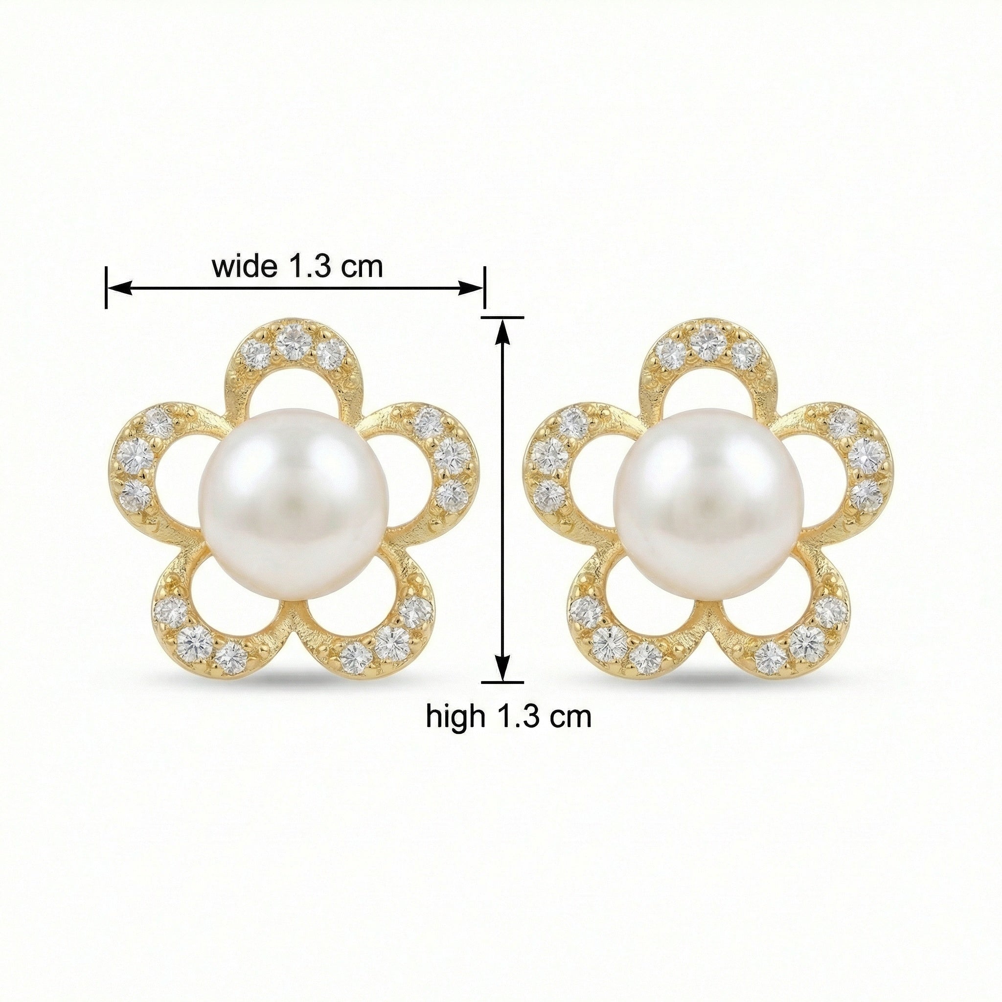 925 Sterling Silver Elegant Floral Pearl Stud Earrings with Sparkling Stone-Encrusted Petals