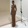 Sleeveless Figure-hugging Sheath-style Round-neck Slimming Dress