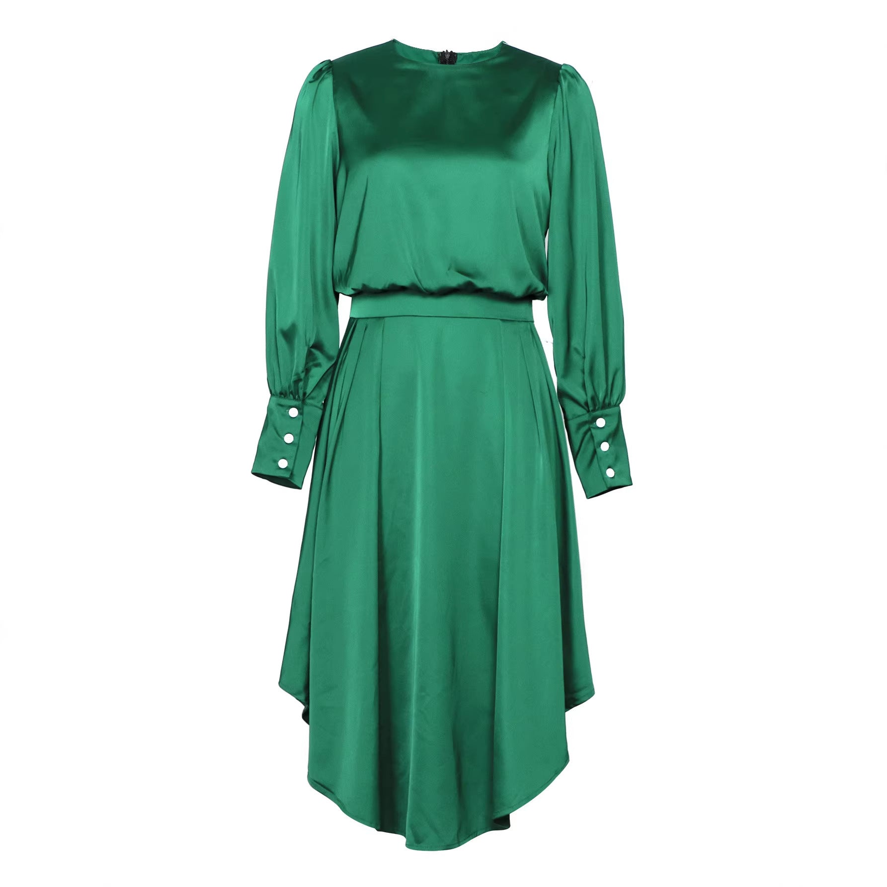 Solid-color Minimalist Lace-up French-style Light-luxury Midi Dress