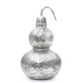 Pure 999 Fine Silver Elegant  Gourd Vessel with Intricate Landscape Engravings-Premium gourd - Handicraft