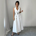 Women's Double-breasted Sleeveless Casual Dress