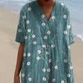 Fashion Digital-print Wide V-neck Dress