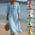 Fashionable Square-Neck Bow-Knot Womens Dress