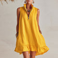 Pure-color Atmospheric Beach Dress Sleeveless Vacation Lace Dress For Women