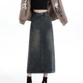 Korean-style Versatile Denim Skirt Womens Retro High-waisted