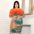 Mesh-Panel Plus-Size Off-Shoulder Dress