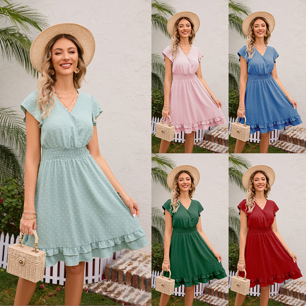 Vacation-style Relaxed-fit Slimming Short-sleeve Dress