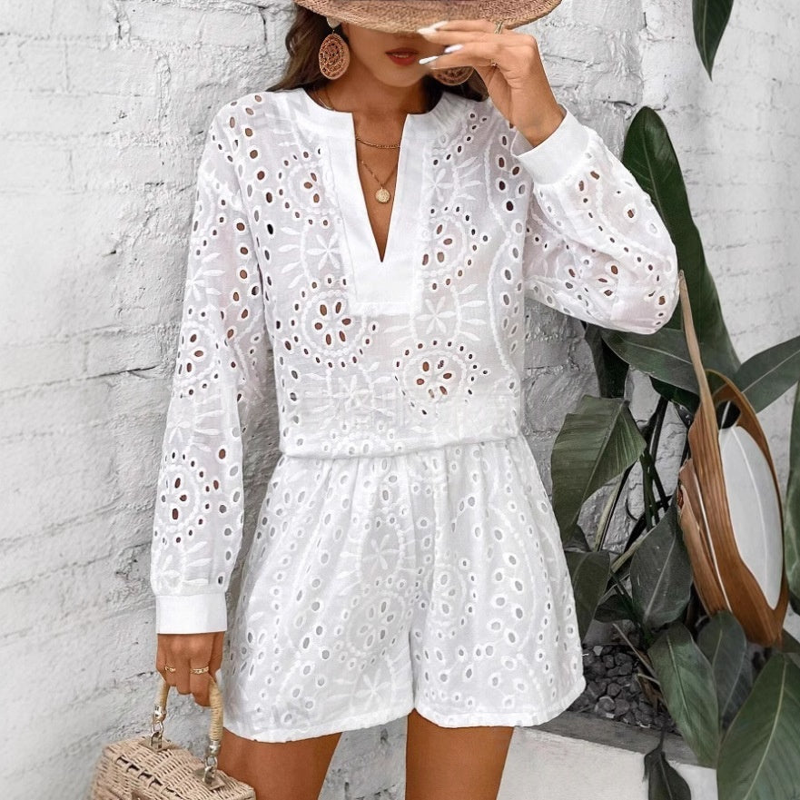 Loose V-Neck Fashionable Casual Womens Set