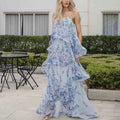 Printed Multi-Layer Cake-Style Long Camisole Dress