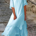 2026 Cross-border Spring And Summer New Style Independent Station Amazon Fashion Plus-Size Women's Spring And Summer Fashion Leisure Retro Double-layer Dress