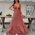 Maxi Dress With A Deep V-neck Vacation Style