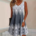 Cross-border European And American Amazon New Summer Womens Loose V-Neck Sleeveless Tank Top Printed Dress